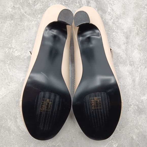 NWOT Pleaser Jenna 06 Faux Leather Cream Mary Jane Pump Kitten Heels Size 16 - Picture 10 of 10